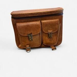 Vintage brown leather camera bag Made in Japan